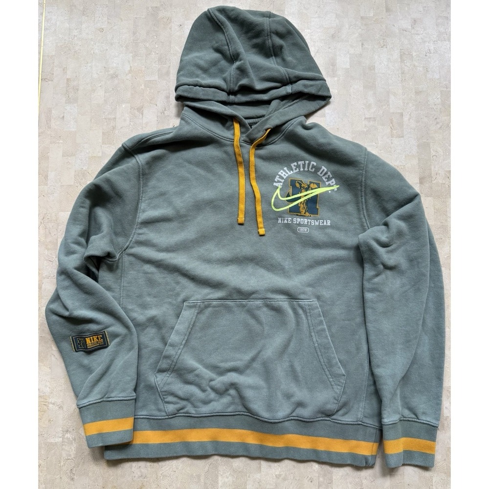 2000s Nike Mens Y2K‎ Athletic Department hoodie Sweatshirt Green Vintage Sz M